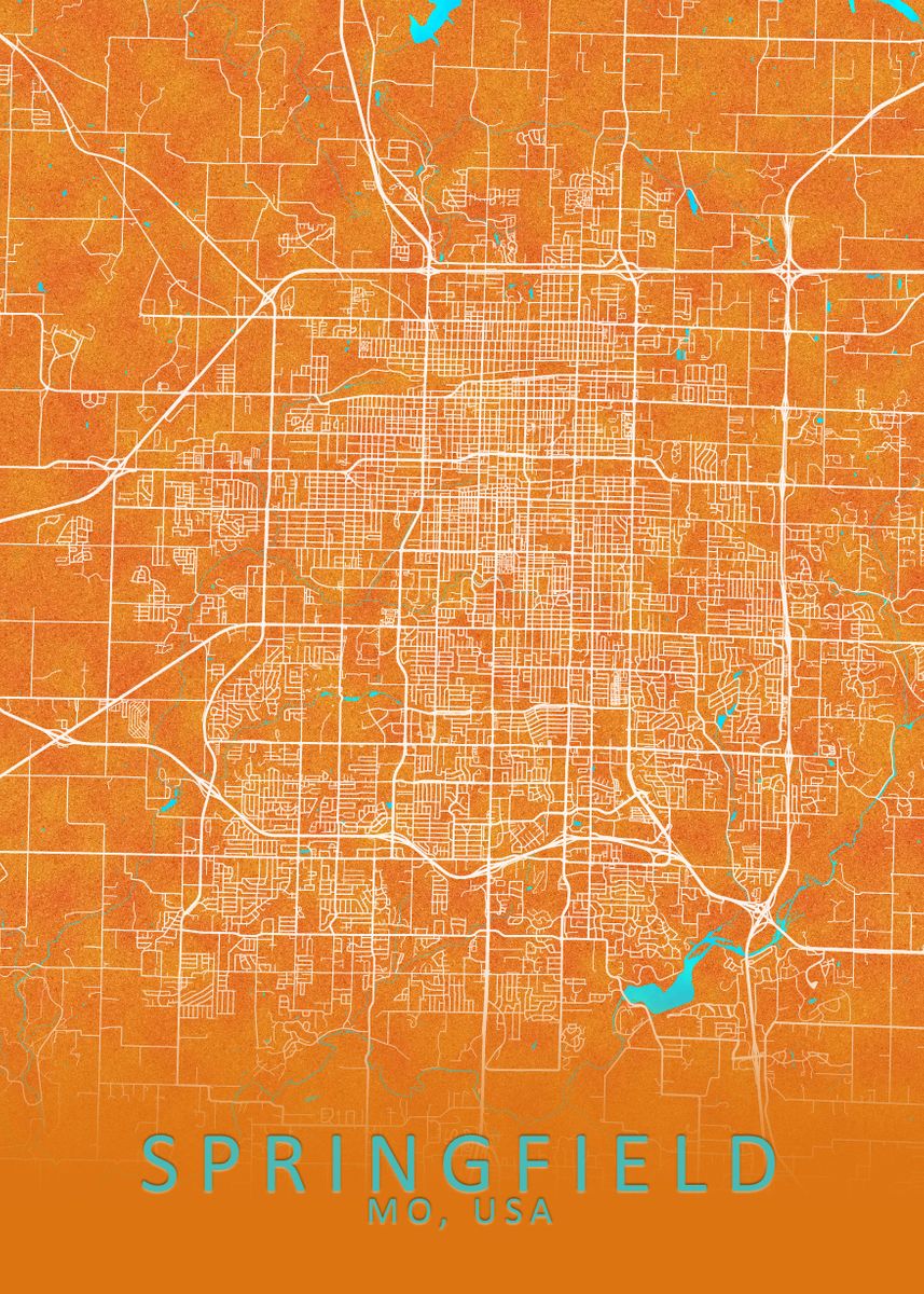 'Springfield MO USA City' Poster by City Map Art Prints Displate
