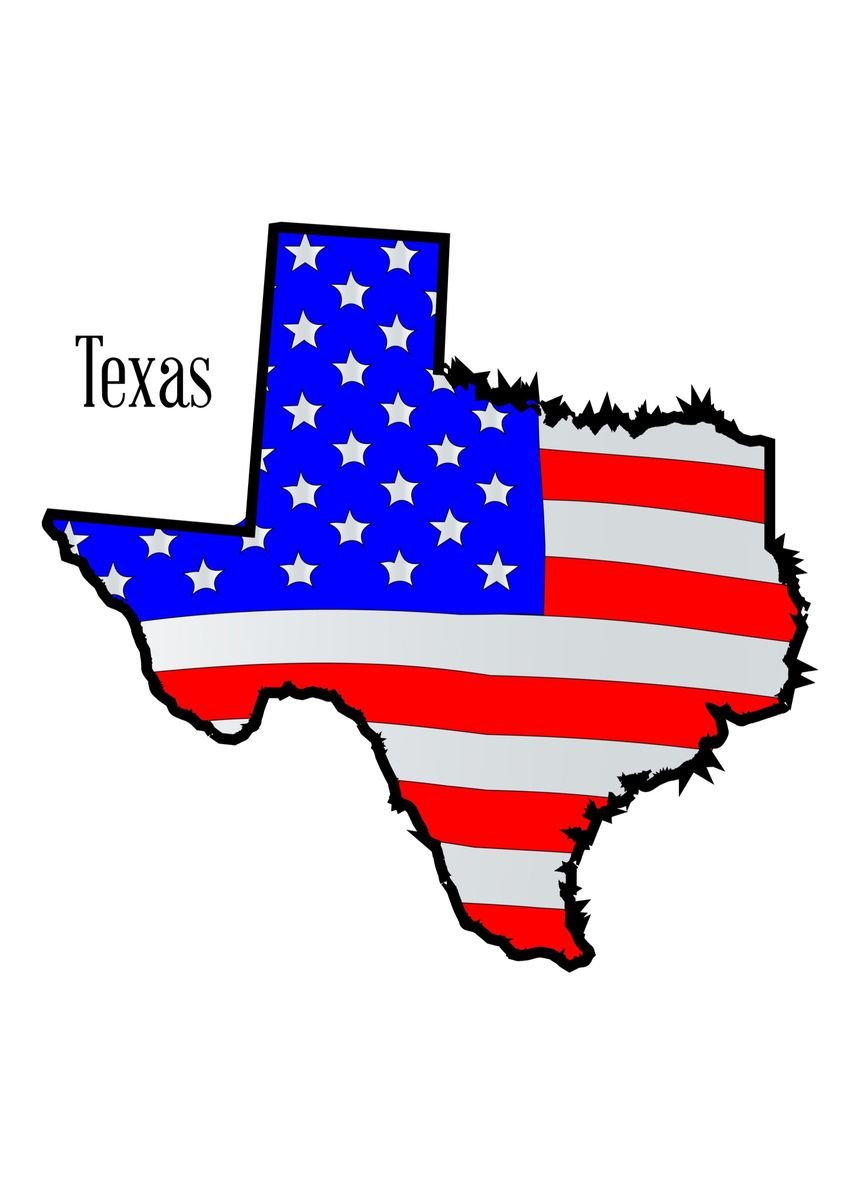 'Texas Map and Flag' Poster, picture, metal print, paint by HomeStead ...