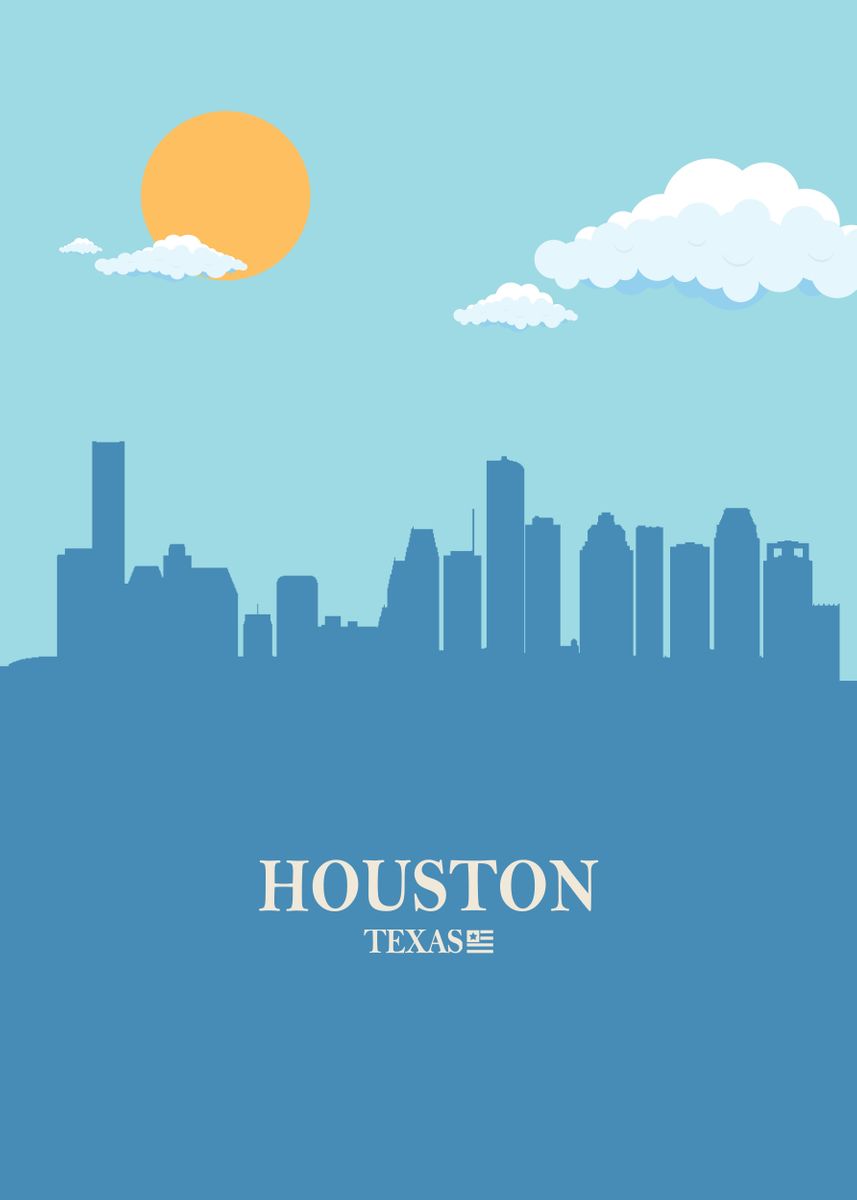 Houston City Skyline Poster By Ahmad Nusyirwan Displate