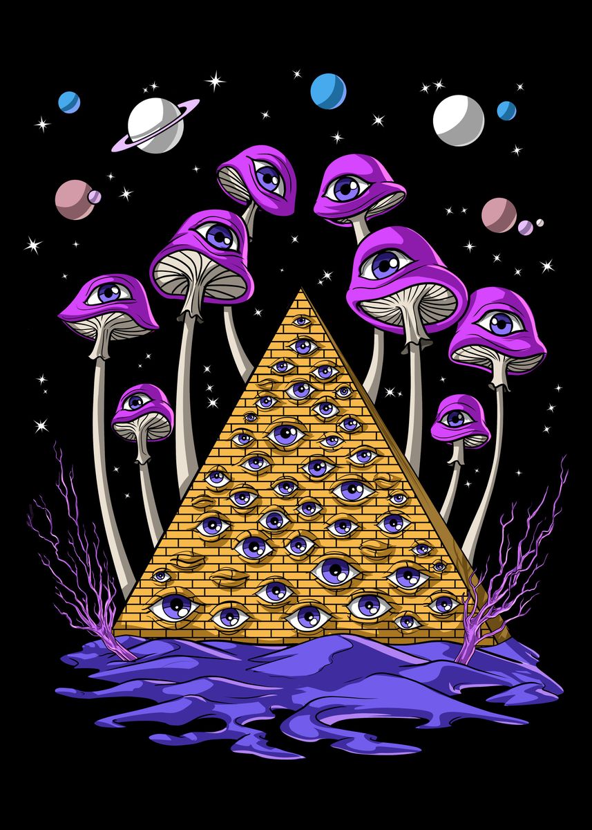 'Trippy Psychedelic Pyramid' Poster, picture, metal print, paint by ...