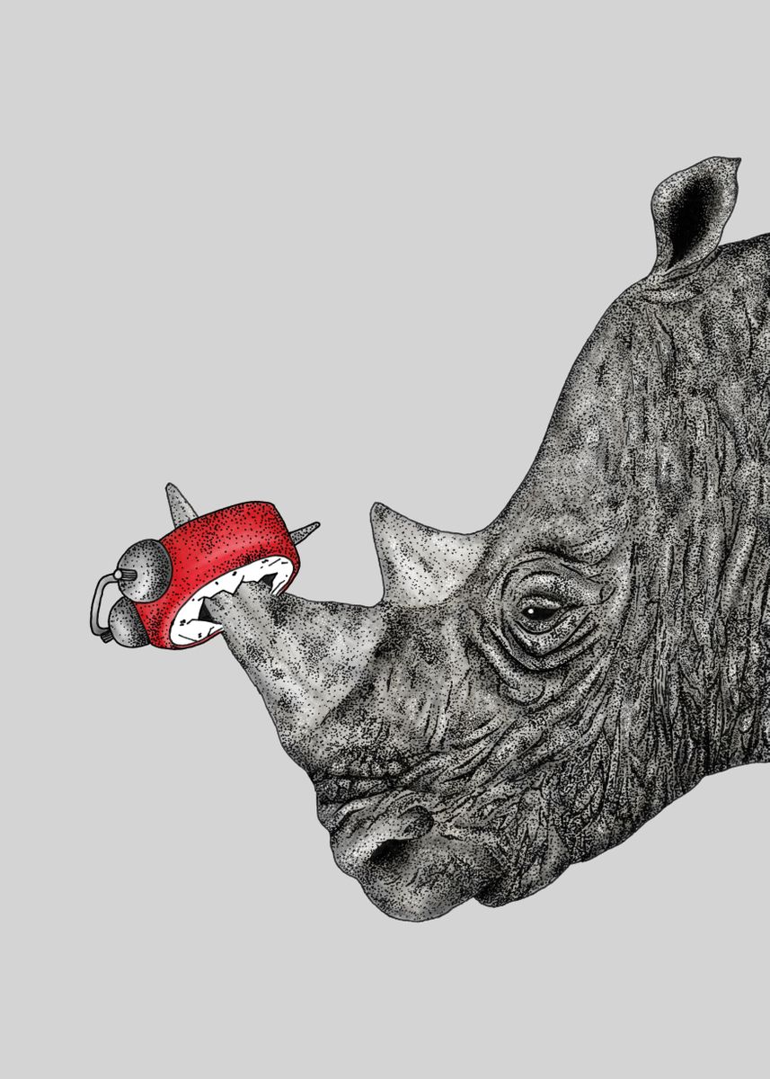 'Tired Rhino' Poster, picture, metal print, paint by Martina Scott ...