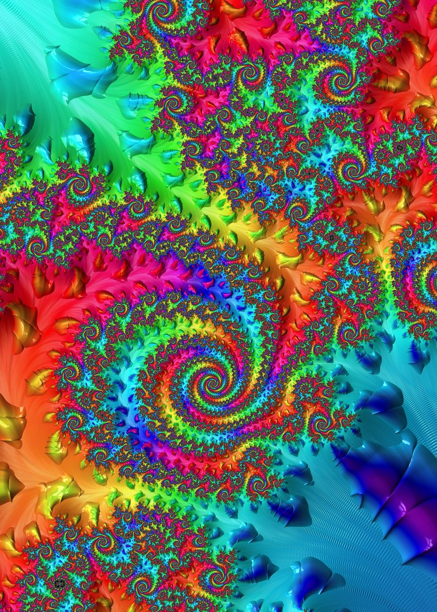 'Shiny Rainbow Fractal' Poster, picture, metal print, paint by Kaleiope ...