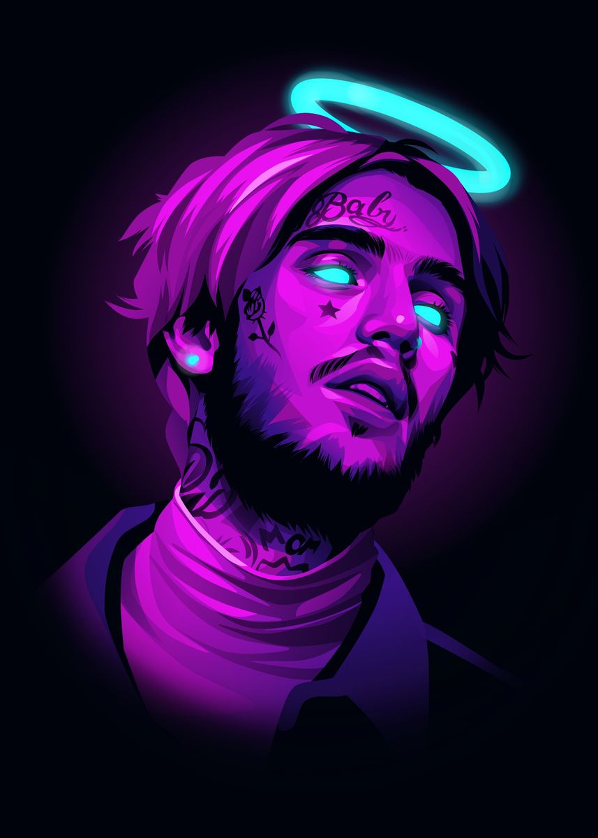 Illustration neon of Lil peep.