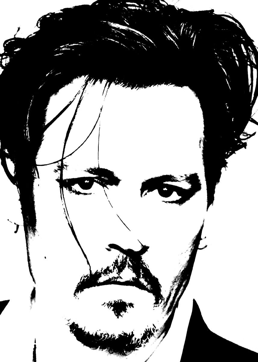 black and white portraits of johnny depp