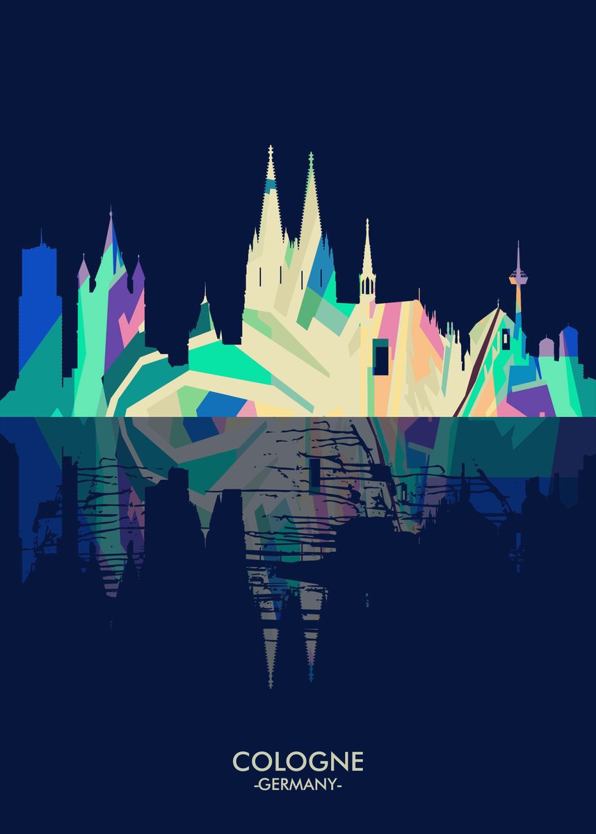 Cologne Skyline Light Poster By Ziartz Poster Displate