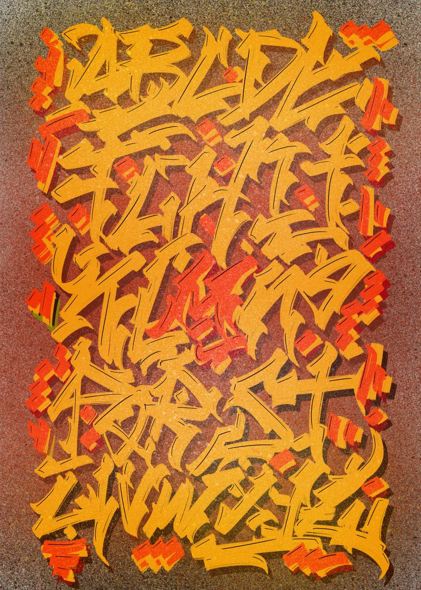 'Orange juice lettering ' Poster, picture, metal print, paint by ...