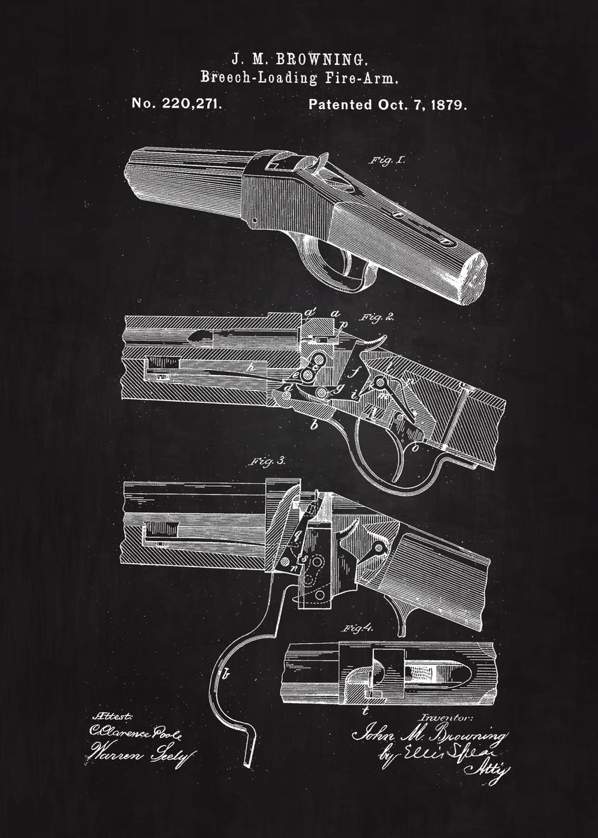 '1879 Firearm Patent ' Poster, picture, metal print, paint by Neo ...