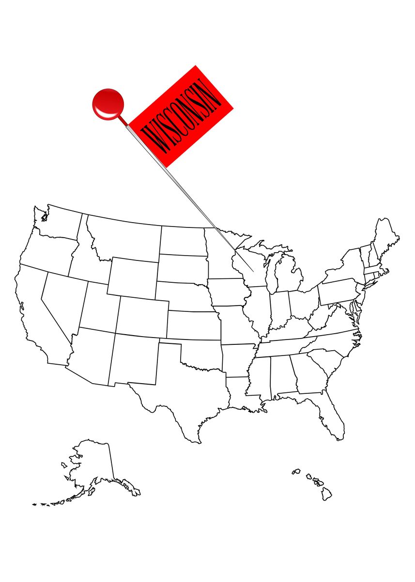 Wisconsin Map Pin 'Knob Pin Wisconsin' Poster, picture, metal print, paint by HomeStead ...