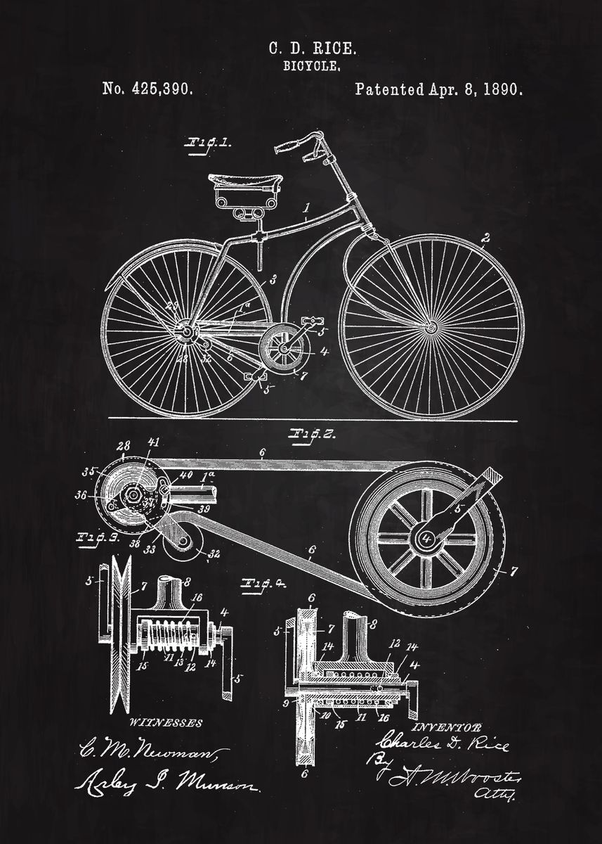 '1890 Bicycle Patent Art' Poster by Neo Design | Displate