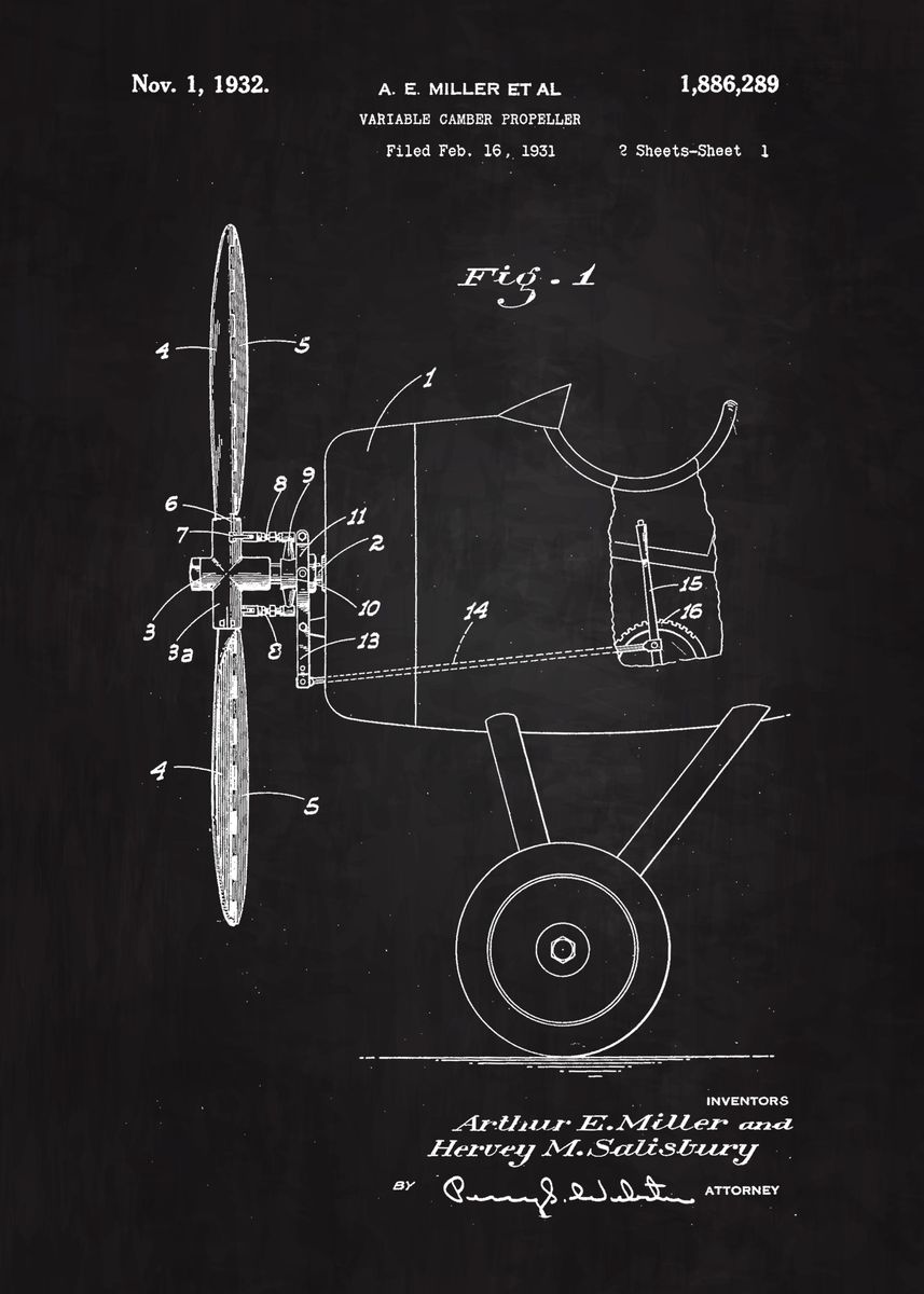 '1932 Camber Propeller Art' Poster, picture, metal print, paint by Neo