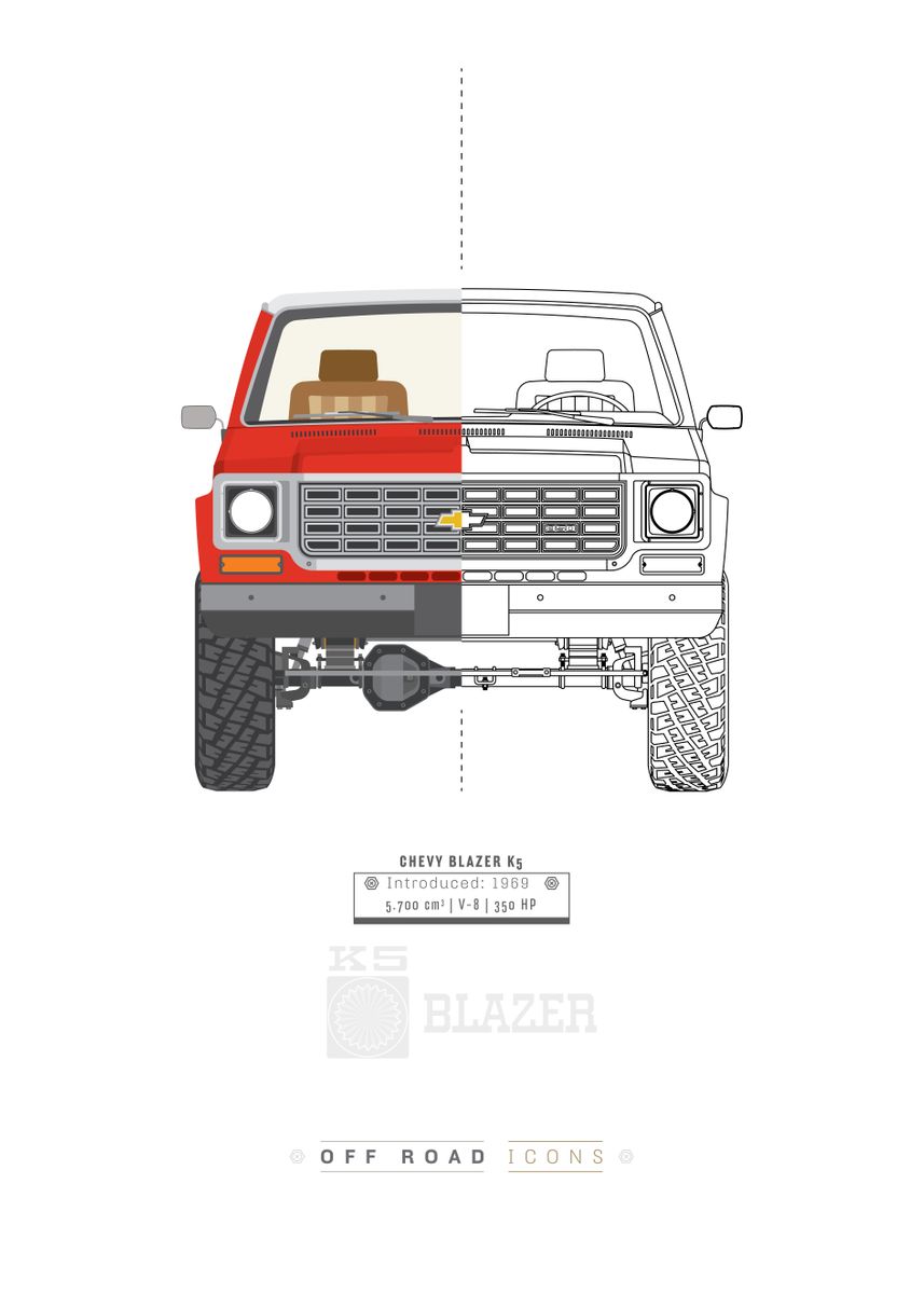 'Blazer K5 color and BW' Poster, picture, metal print, paint by Off ...
