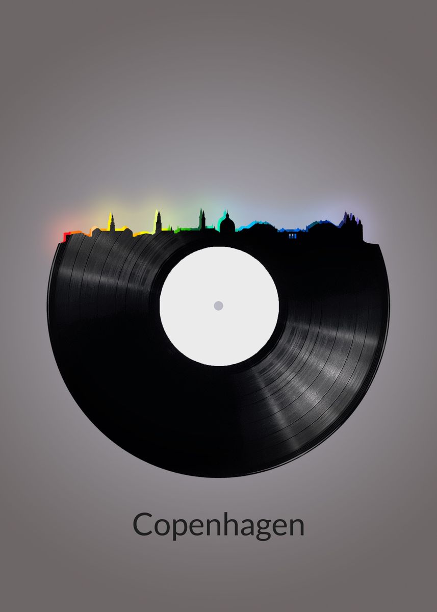 Lingvistik Bane køber Copenhagen Skyline Vinyl' Poster by Daniel Moisei | Displate