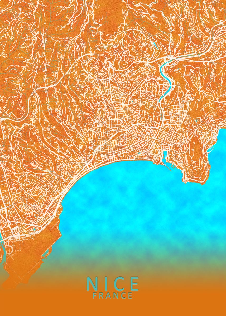 'Nice France City Map ' Poster, picture, metal print, paint by City Map ...