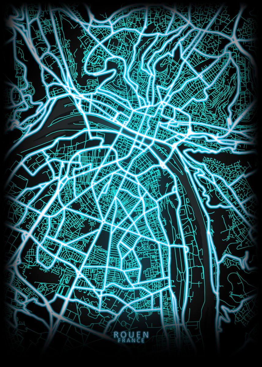 'Rouen France City Map ' Poster by City Map Art Prints | Displate