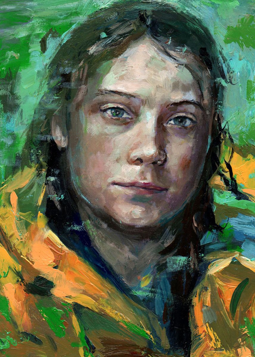 'Greta Thunberg' Poster, picture, metal print, paint by Adazen | Displate