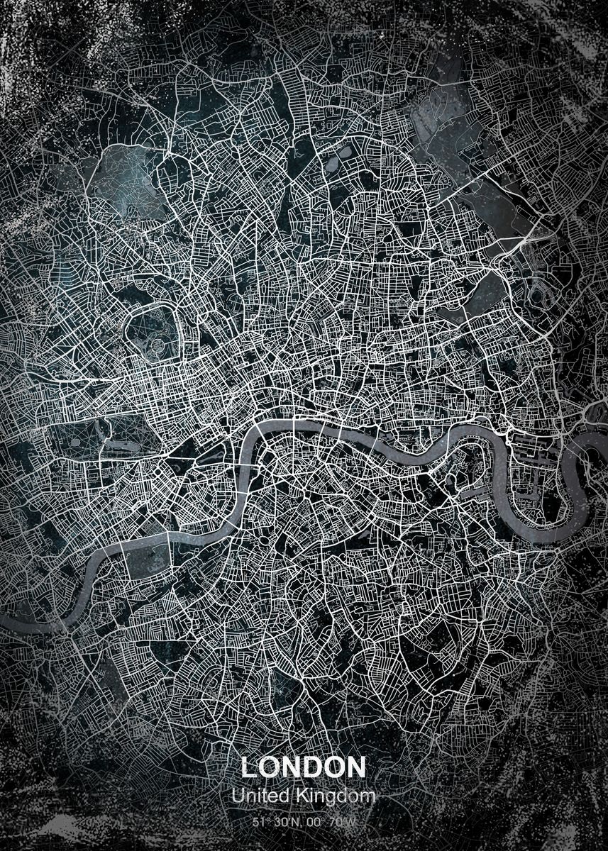 'london chalkboard map' Poster by Project X | Displate