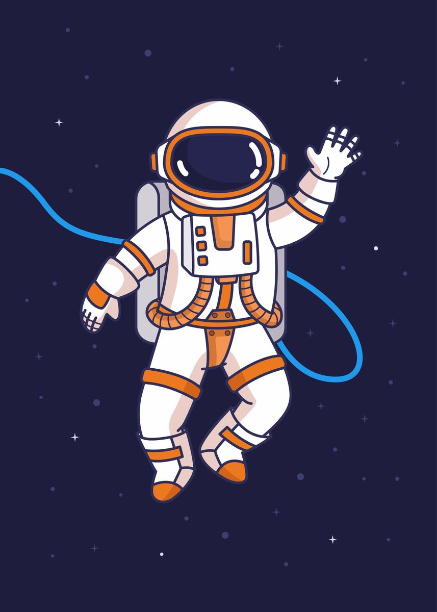 'Flying Astronaut' Poster by Yellowline  | Displate