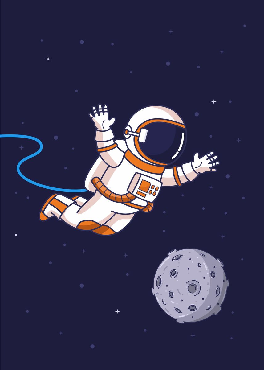 'Flying Astronaut' Poster by Yellowline  | Displate