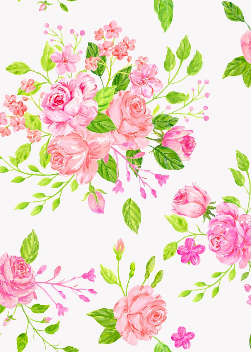 'English Rose Pattern 01' Poster, picture, metal print, paint by Aloke ...