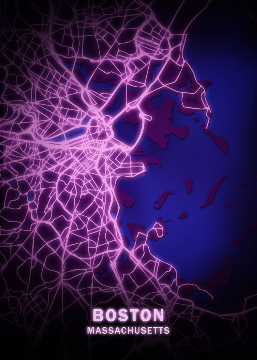 &lsquo;BOSTON CITY MAP&rsquo; Poster, picture, metal print, paint by vector heroes