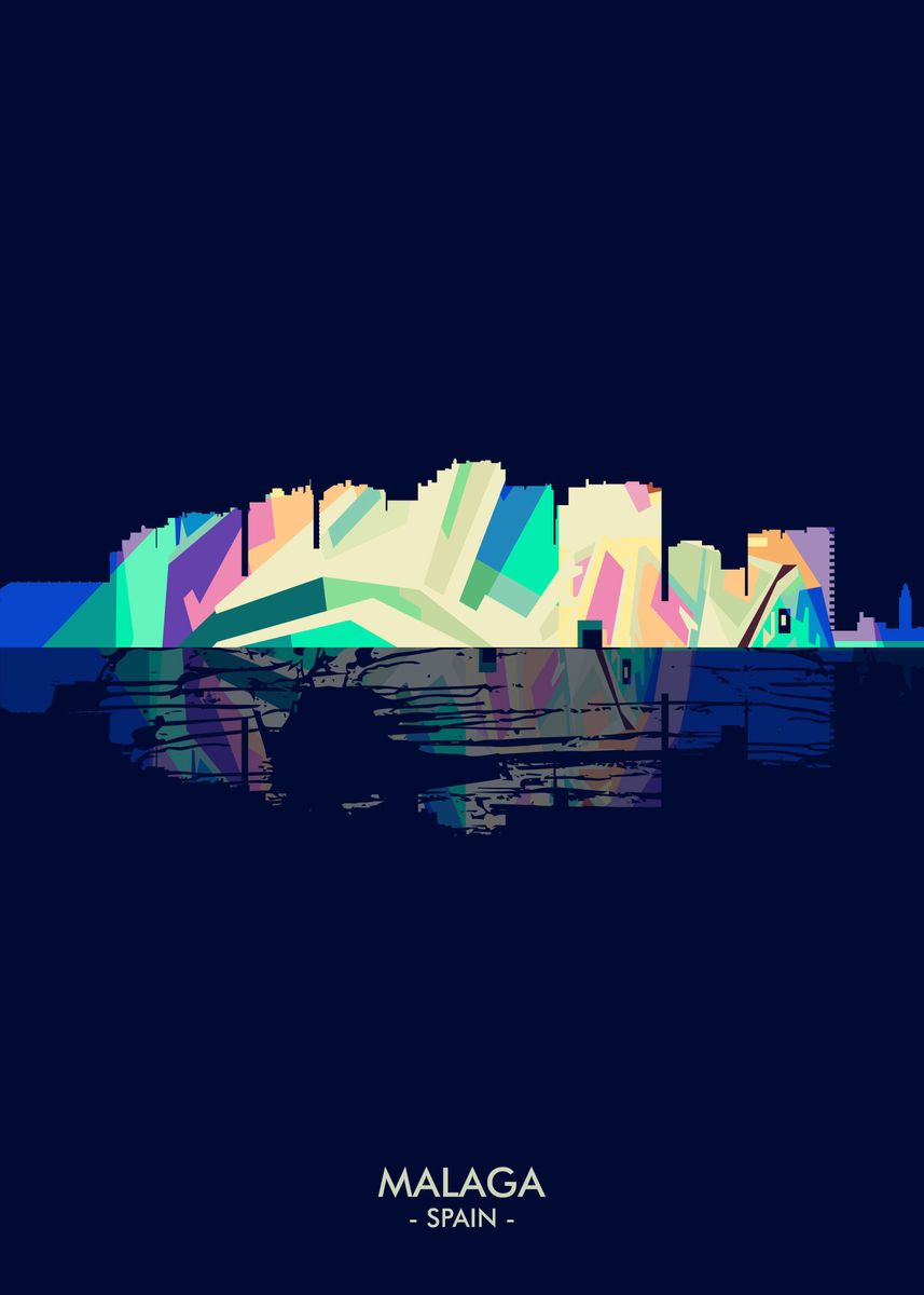 Malaga Skyline City Blue Poster By Ziartz Poster Displate