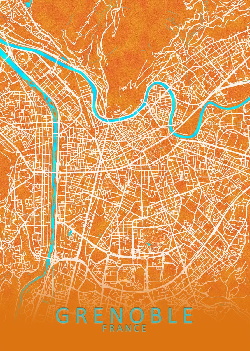 'Grenoble France City Map' Poster, picture, metal print, paint by City ...