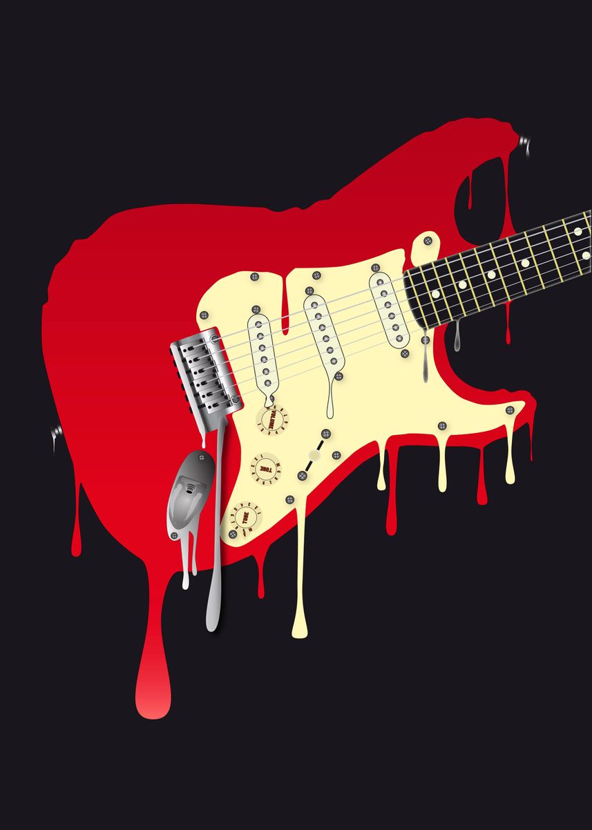 'Melting Electric Guitar' Poster, Picture, Metal Print, Paint By ...