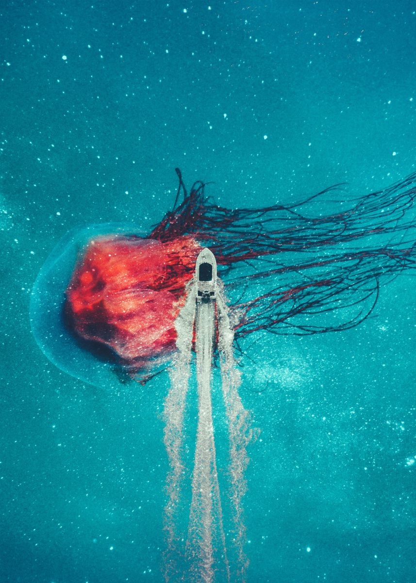 'huge jellyfish ' Poster by Trigonal Art | Displate