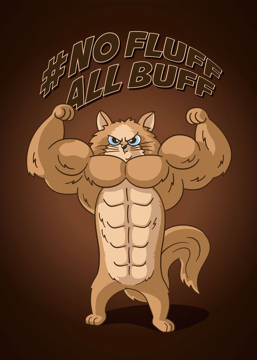 'Buffed Cat' Poster by Pencil Case | Displate