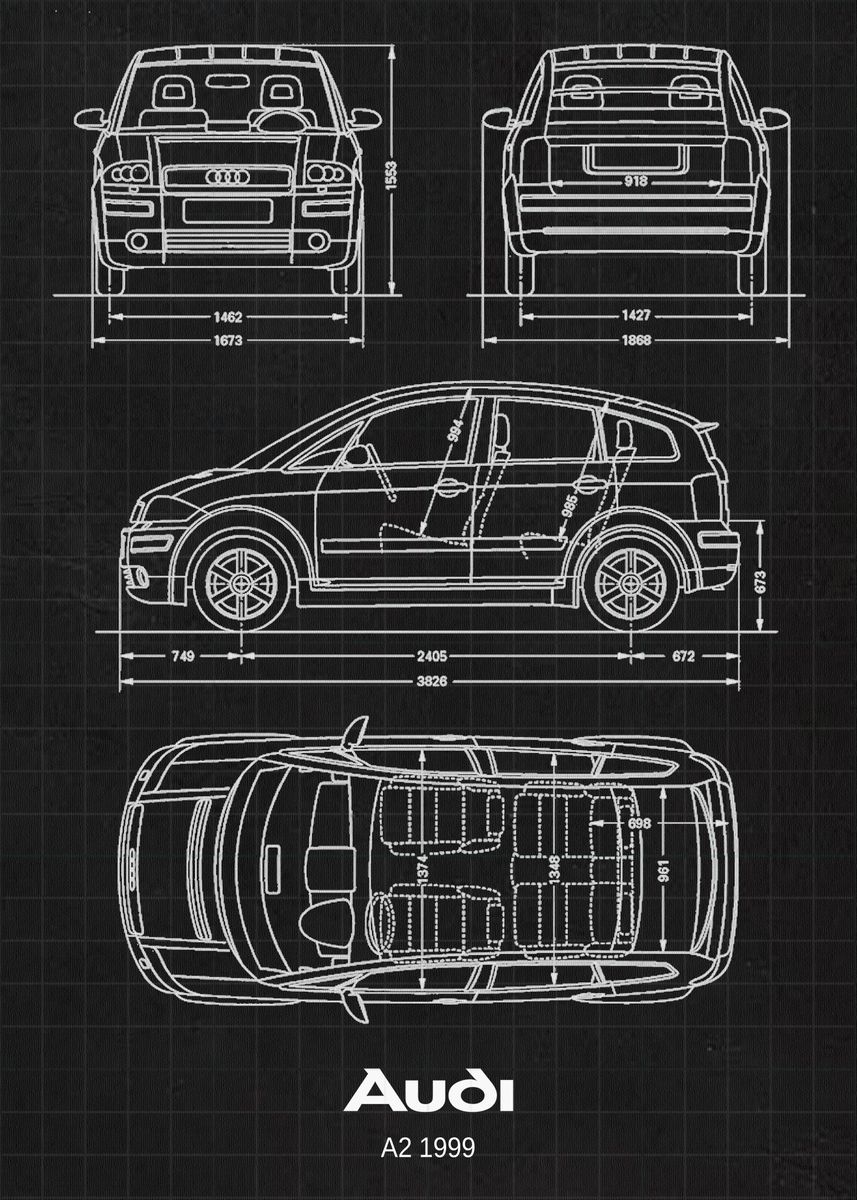 'Audi A2 1999' Poster by MICHAEL BRUNS PLATES Displate