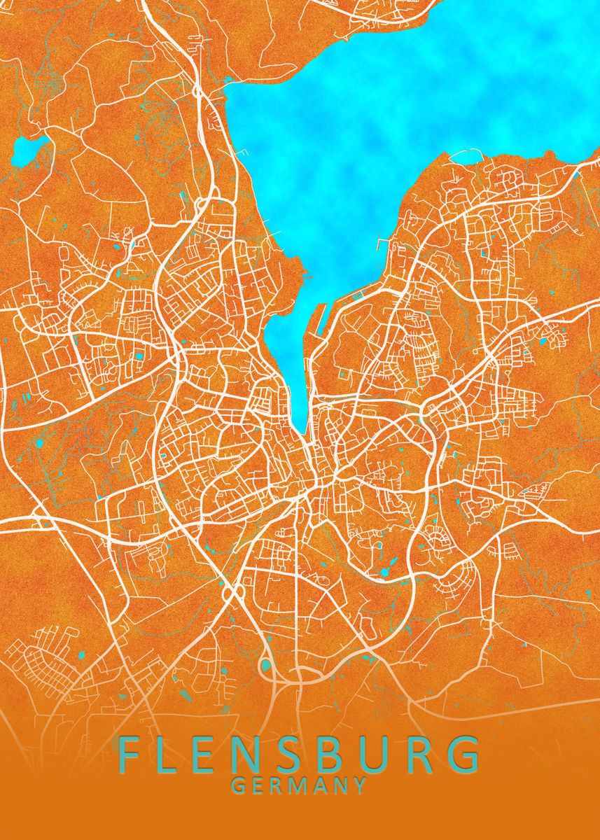 'Flensburg Germany City Map' Poster by City Map Art Prints Displate