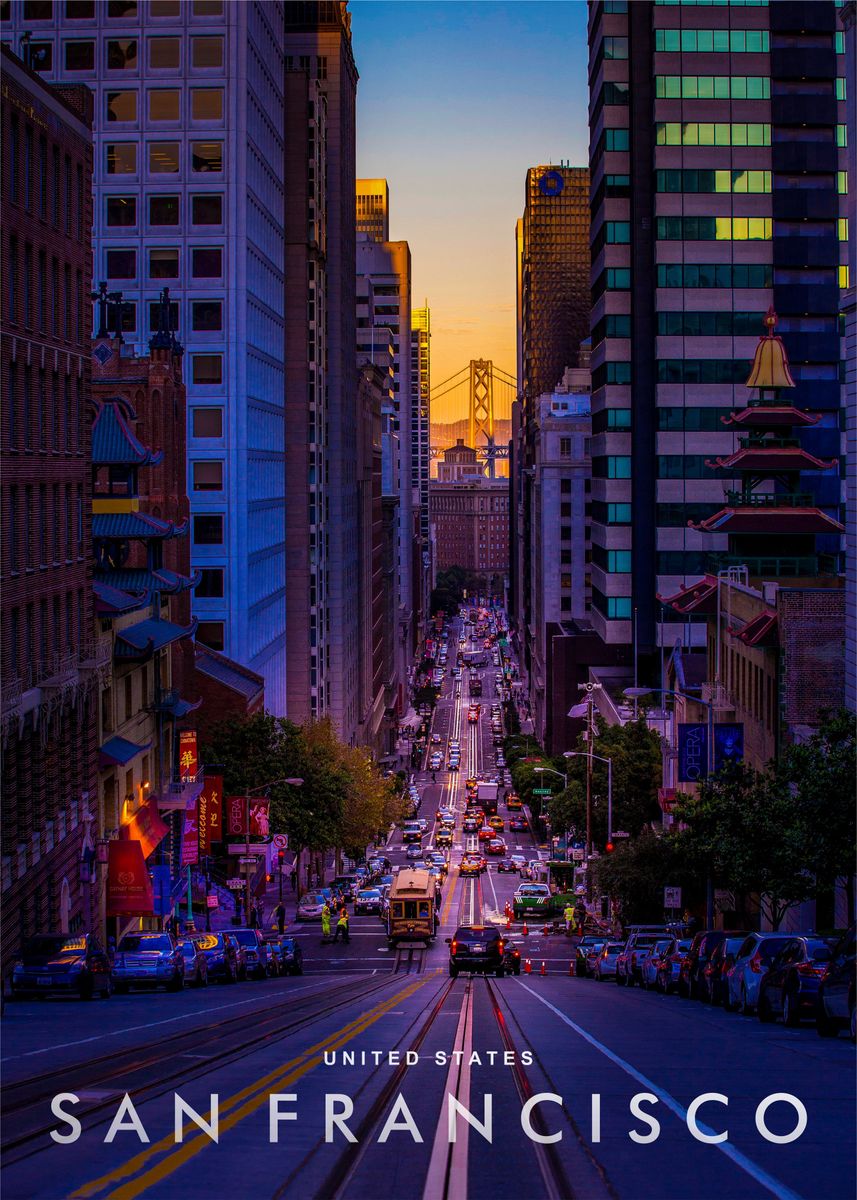 'San Francisco night view' Poster by Ez Photography | Displate