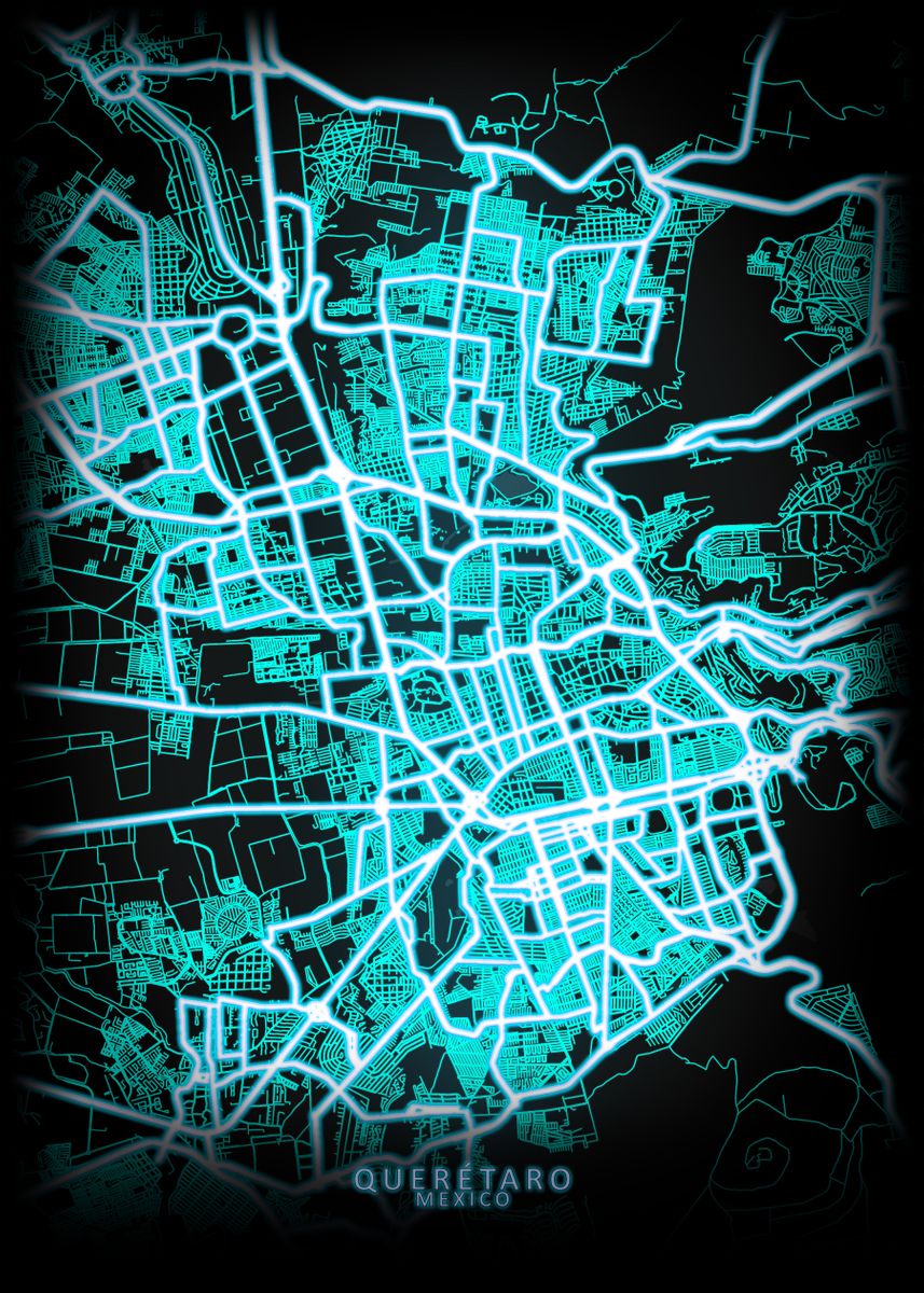 'Queretaro Mexico City Map' Poster by City Map Art Prints Displate