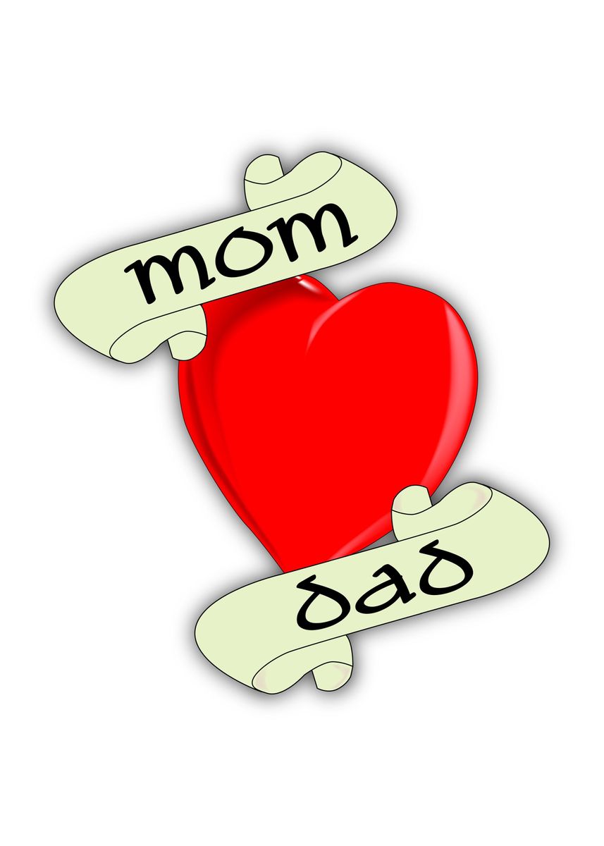 'Mom and Dad Heart' Poster, picture, metal print, paint by HomeStead ...