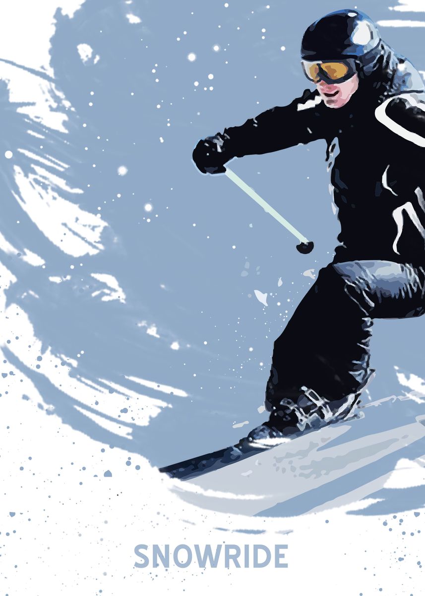 'SNOWRIDE' Poster, picture, metal print, paint by Ahmad Hanafi | Displate