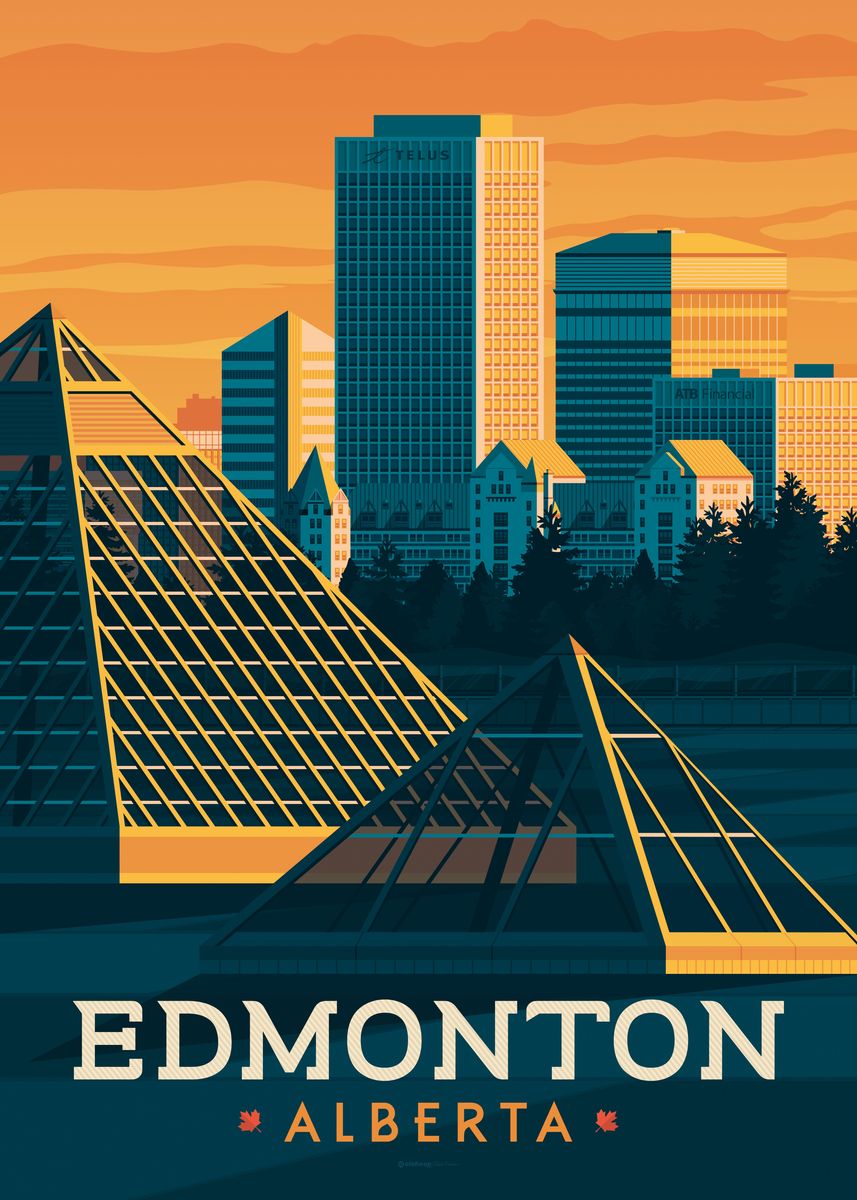 'Edmonton Travel Poster' Poster, picture, metal print, paint by Olahoop