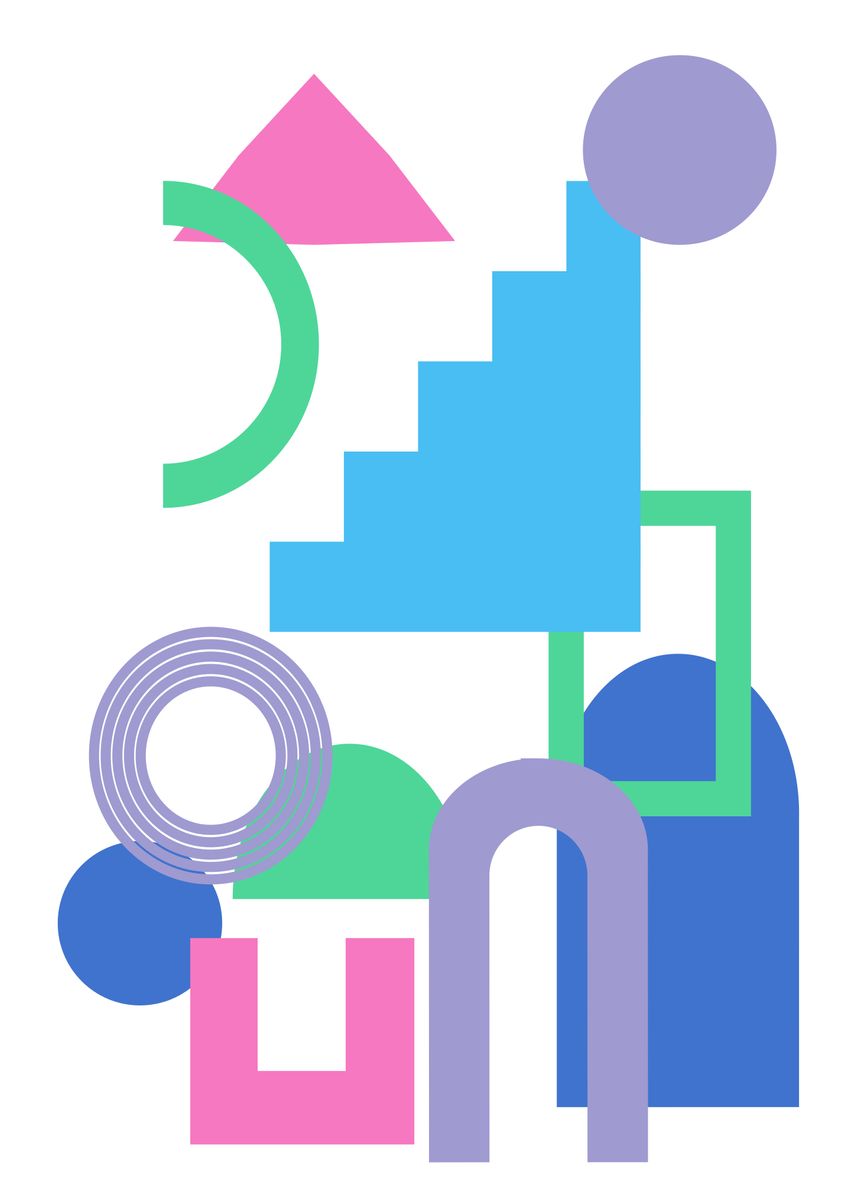 'Bright Geometric Shapes' Poster by Beth  | Displate