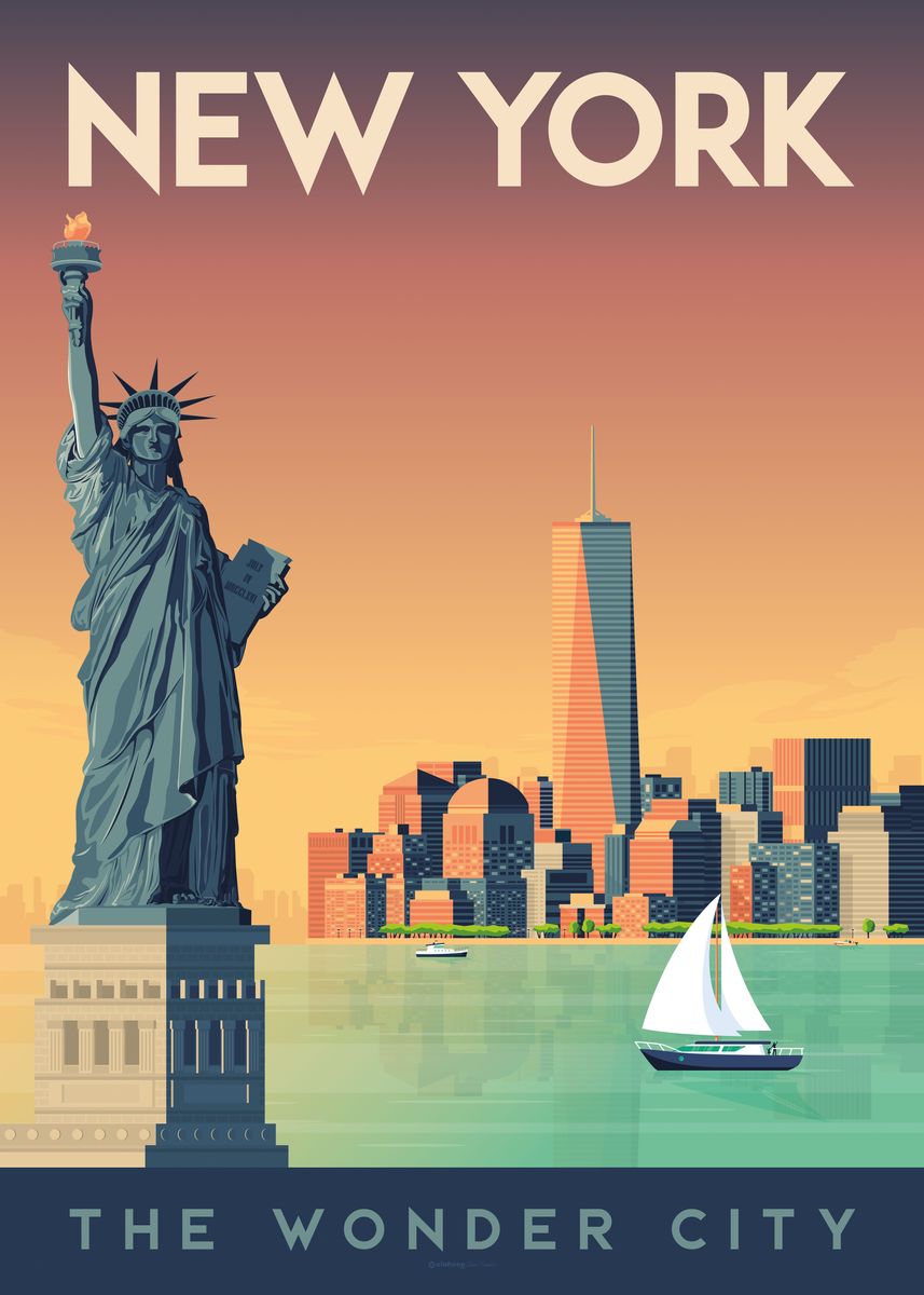 New York Travel Poster' Poster, picture, metal print, paint by