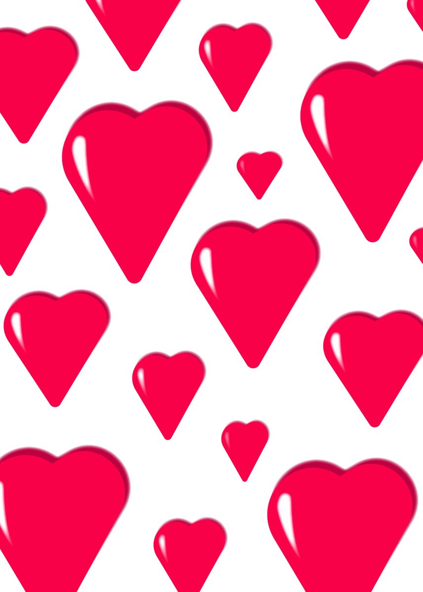 'Pink hearts pattern' Poster, picture, metal print, paint by Monika ...
