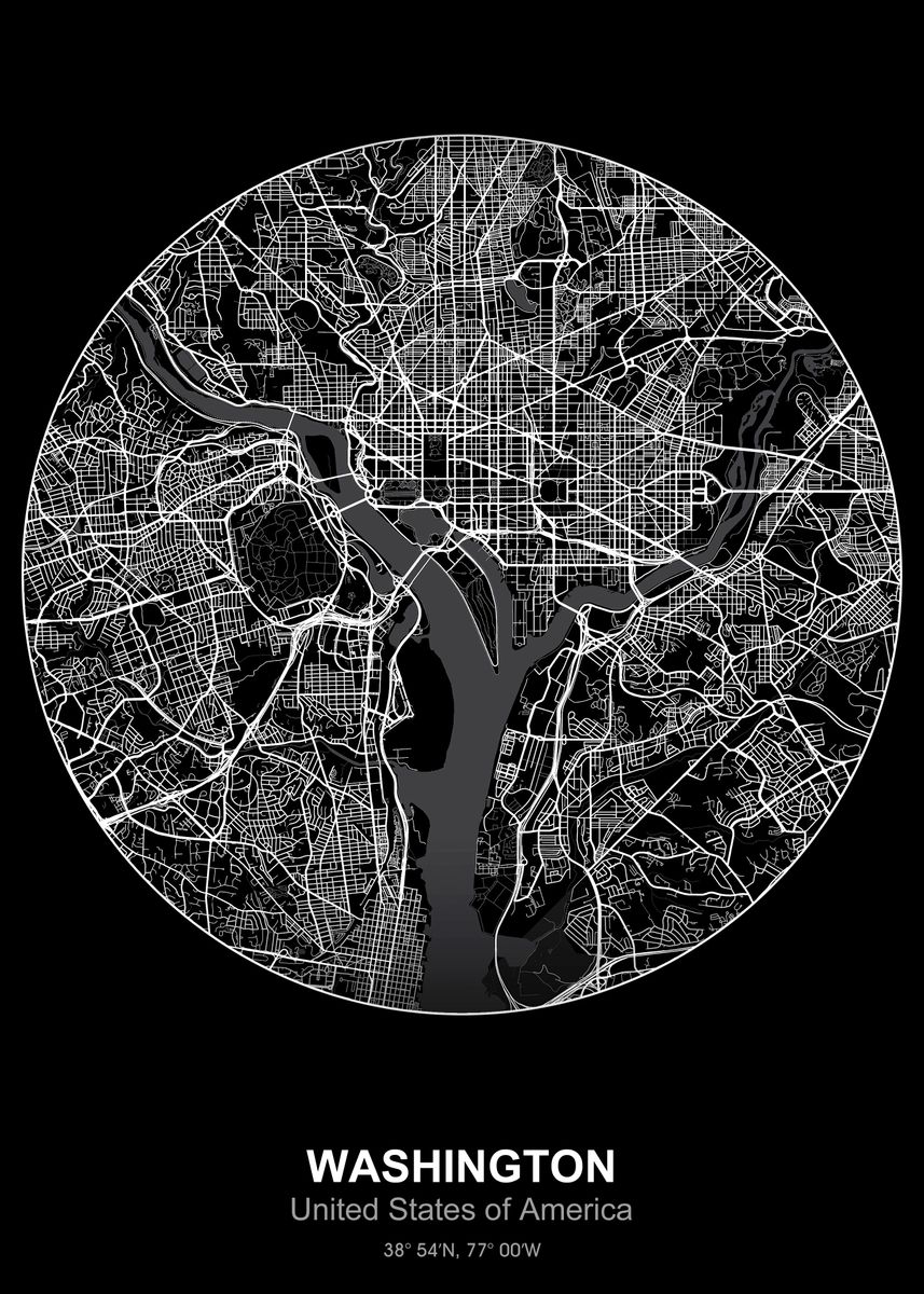 Washington City Map Poster By Project X Displate C236b4374114f2bd1bd3ec720788fe9c 7218cc96419f474f1a09ab804726d576 