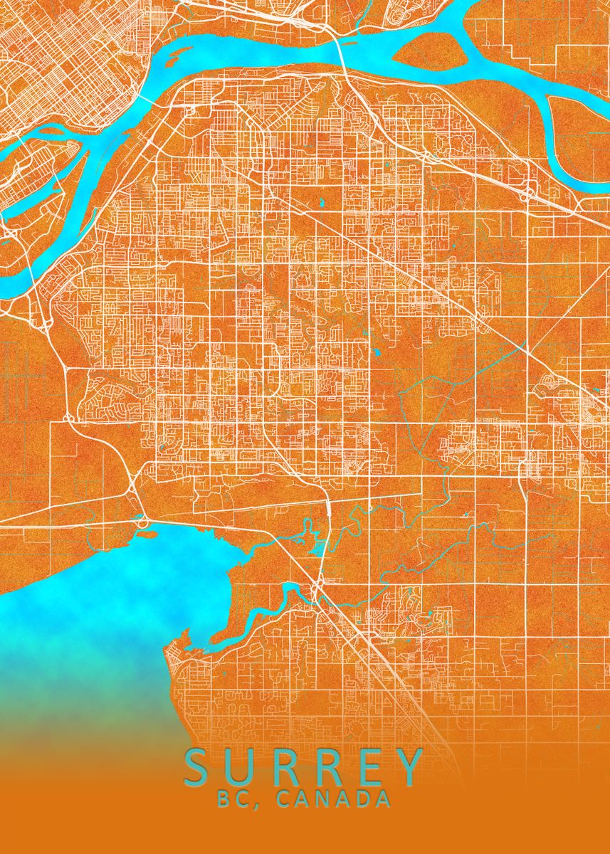 'Surrey BC Canada City Map' Poster by City Map Art Prints | Displate