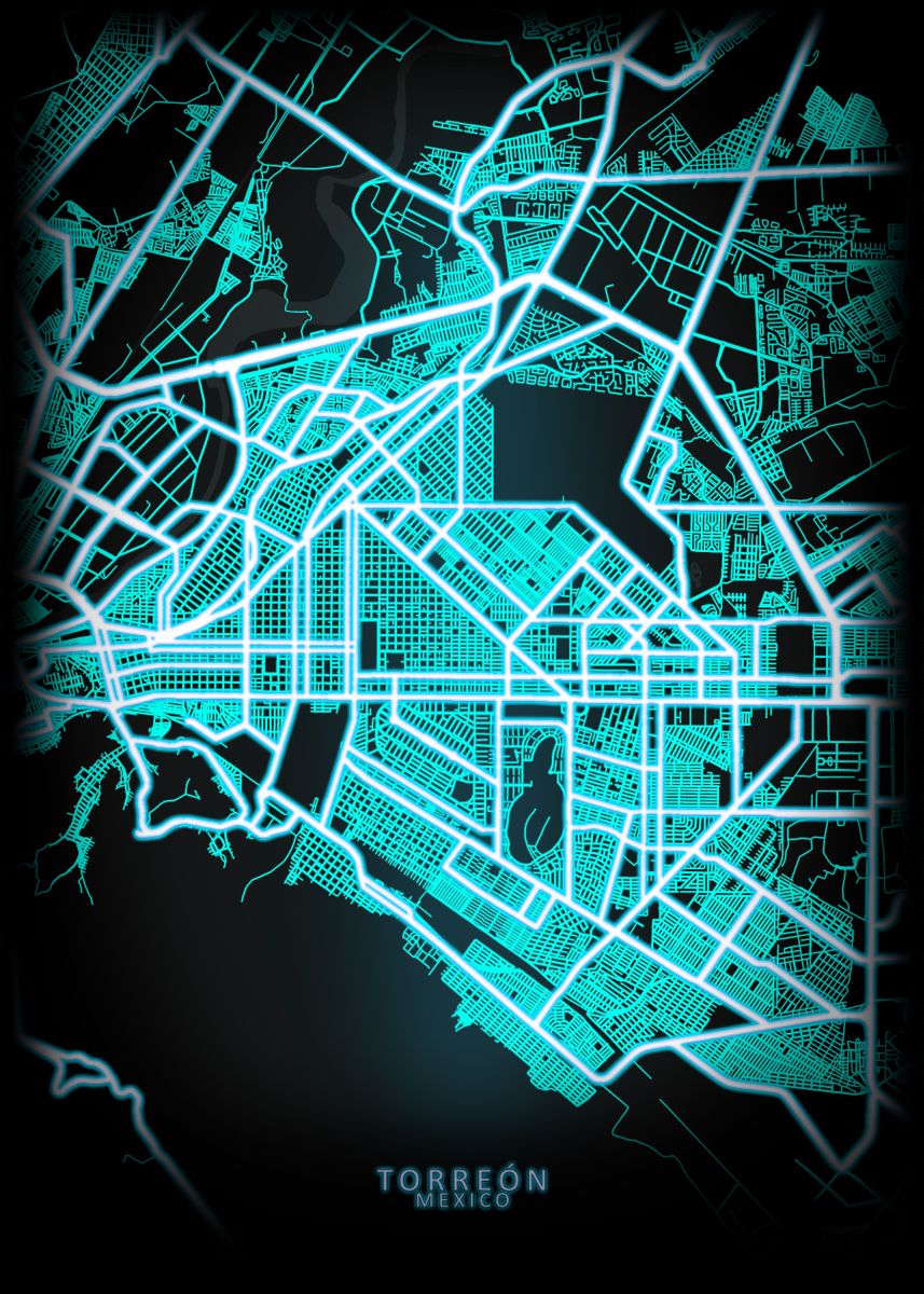 'Torreon Coahuila Mexico' Poster by City Map Art Prints Displate