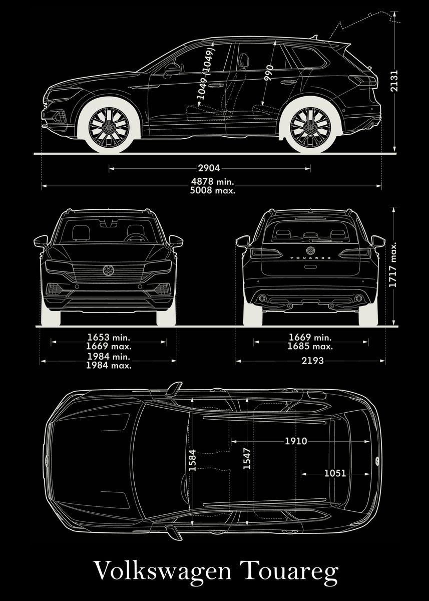 'Volkswagen Touareg 2018 ' Poster, picture, metal print, paint by B & W ...