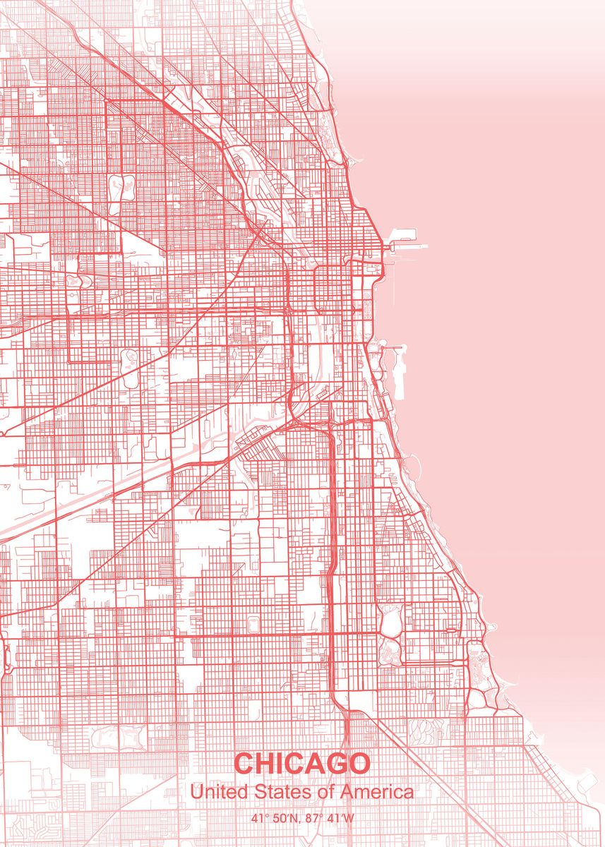 'chicago city map Pastel' Poster by Project X | Displate