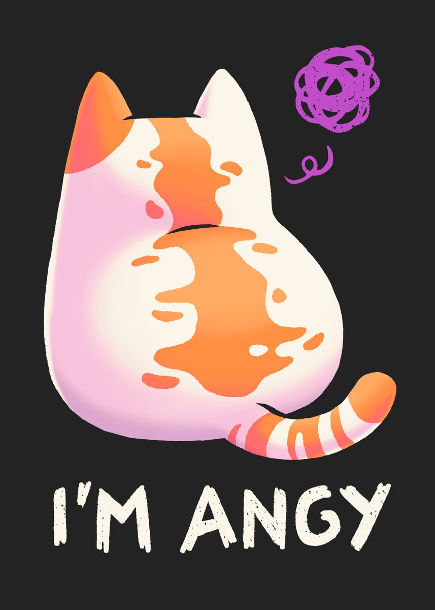 Angy Cute Cat Meme Funny ' Poster, picture, metal print, paint by Paloma  Latorre