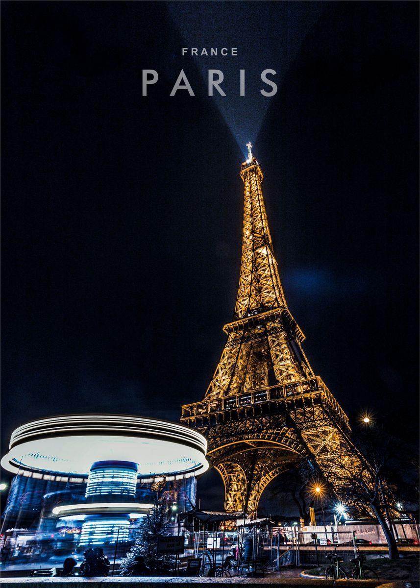 'paris Night View' Poster, Picture, Metal Print, Paint By Ez 