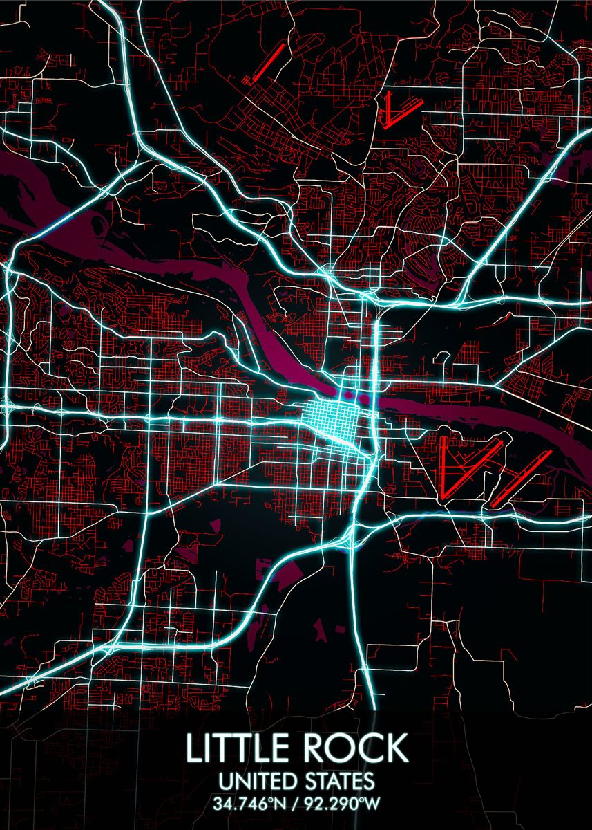 'Little Rock Arkansas Map' Poster by cuplizx | Displate