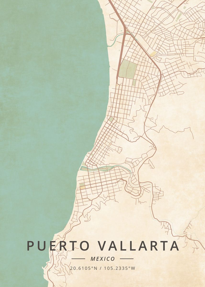 Puerto Vallarta Mexico Poster By Designer Map Art Displate