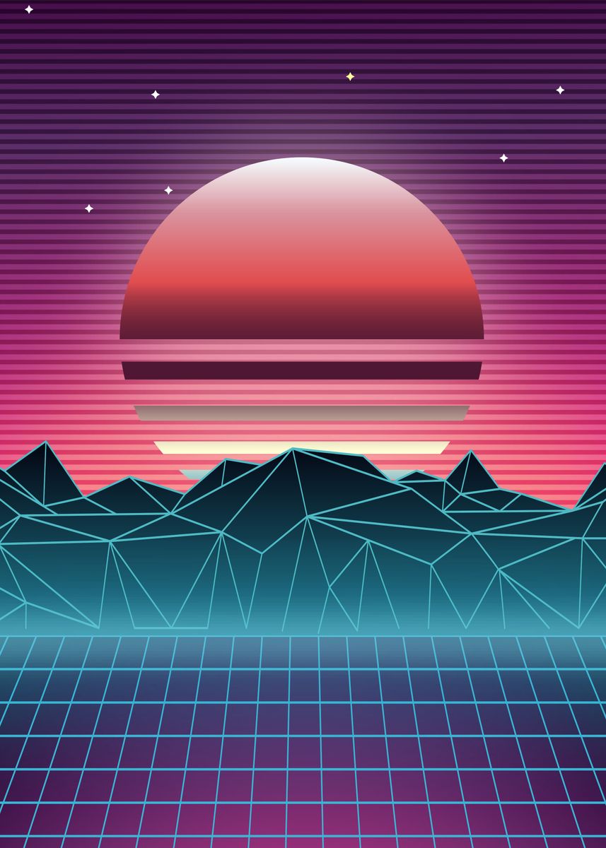 'Sunset Retrowave Aesthetic' Poster, picture, metal print, paint by EDM ...