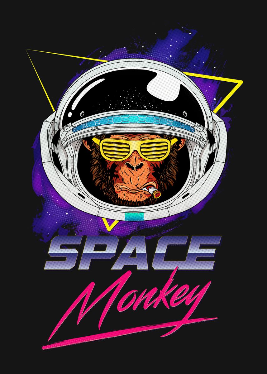 'Space Monkey' Poster, picture, metal print, paint by goljakoff | Displate